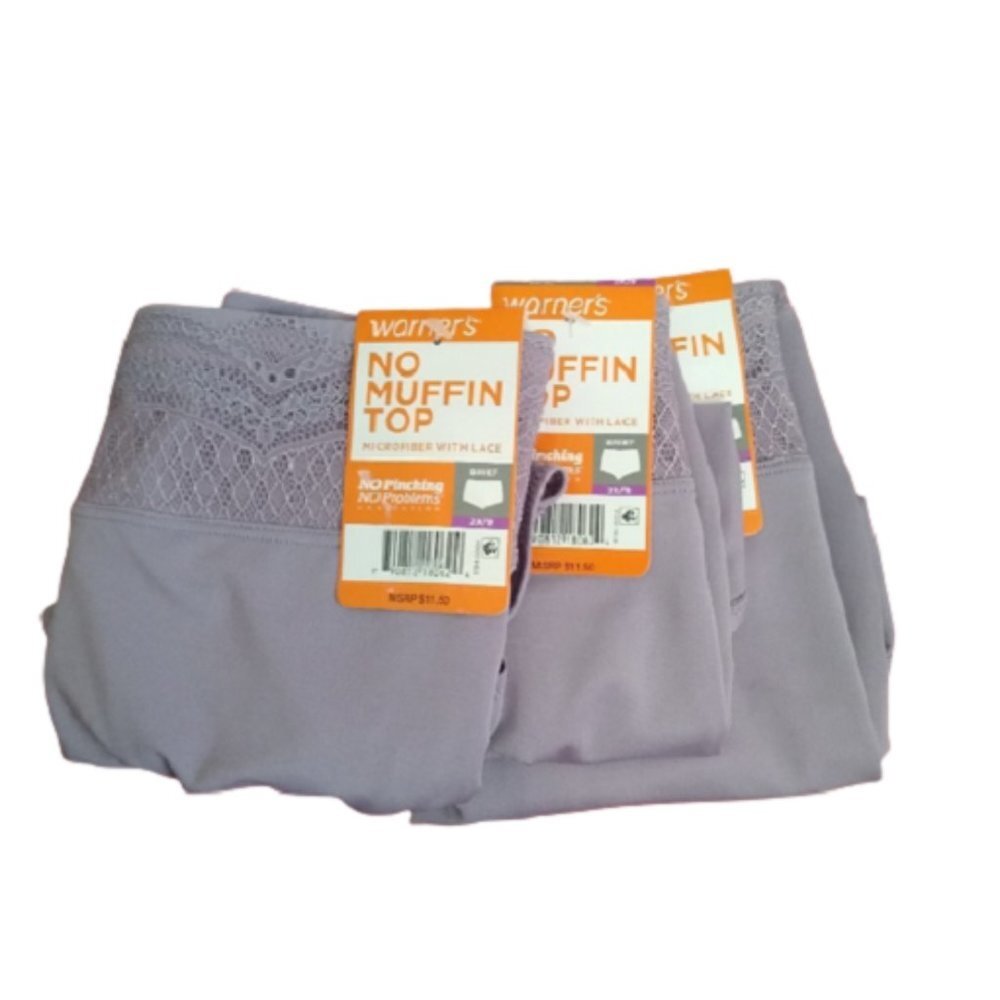 Warner's No Muffin Top Briefs Underwear Panties 2X/9, Purple, 3 pair